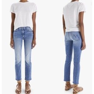 Mother The Mid Rise Dazzler Ankle We The Animals 24 Denim Jeans Stretch.